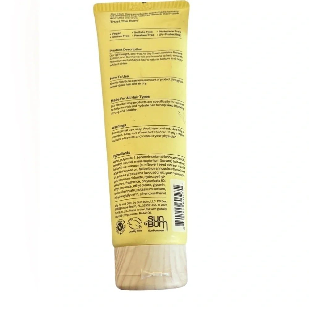 Sum Bum Revitalizing Air Dry Cream Anti Frizz Styling Cream Sunflower Oil 6 Oz
